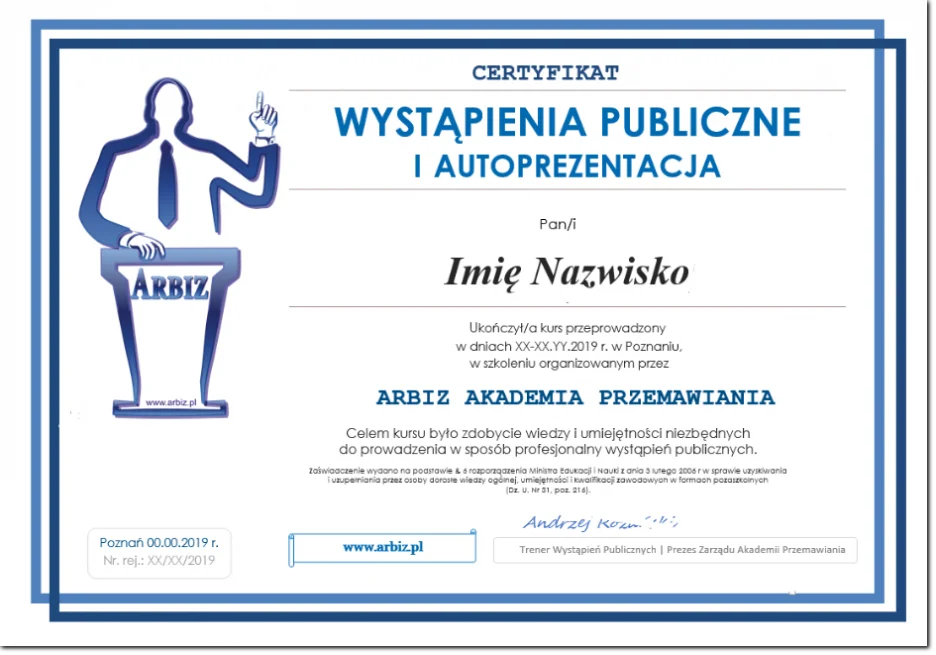 Certyfikat profesjonalnego mówcy